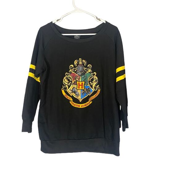 Harry Potter Black Cotton Blend Draco Logo Front Sweatshirt Women Sz S - Picture 6 of 8